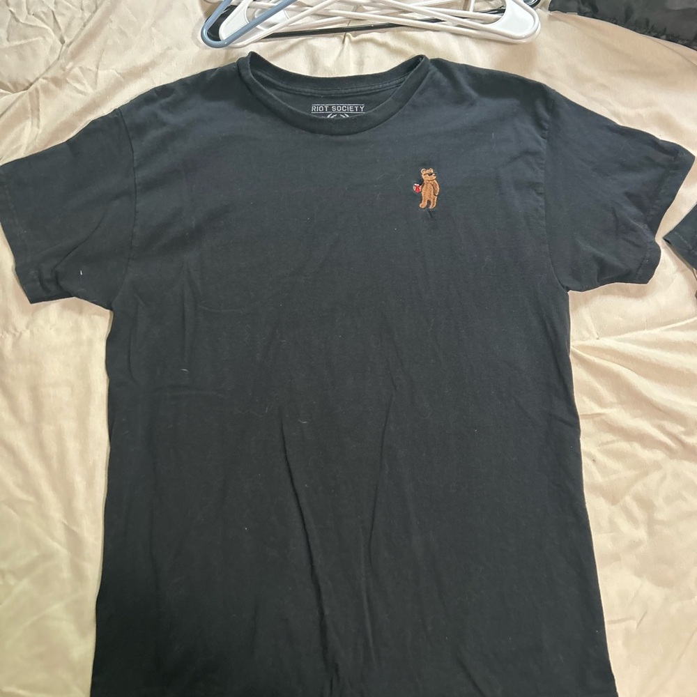 Riot Society Black Tee with Orange Bear